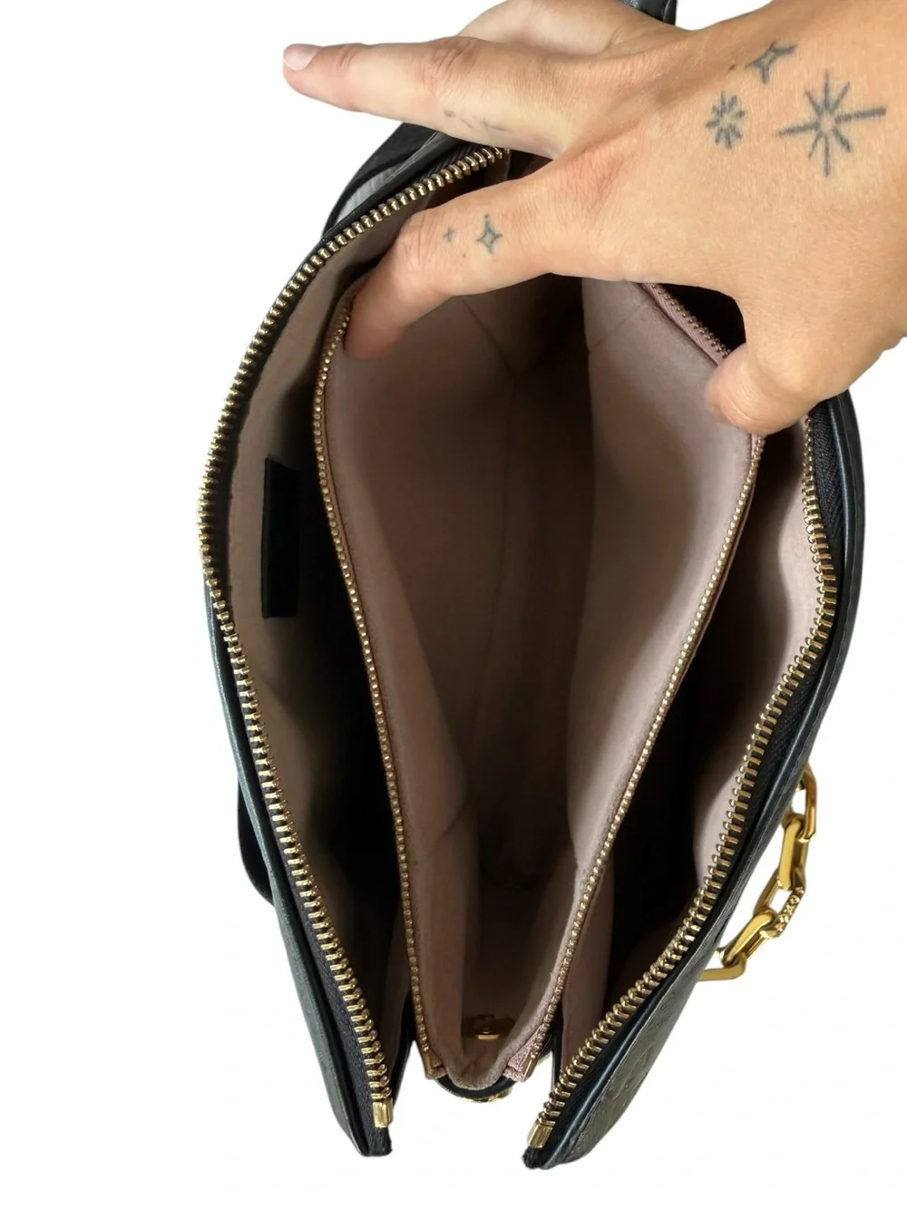 Louis Vuitton Coussin PM Black Embossed Monogram Crossbody with Gold Chain